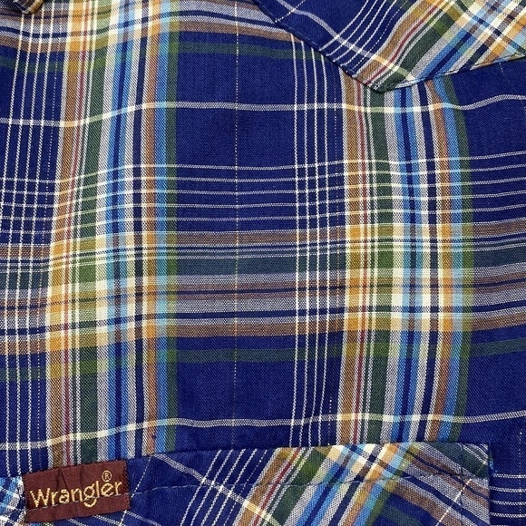 Vintage Wrangler Pearl Snap Blue Plaid Button Up XL - Picture 3 of 6
